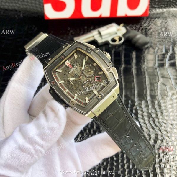 Copy Hublot Spirit Of Big Bang Chronograph SS Black Bezel Watch 6