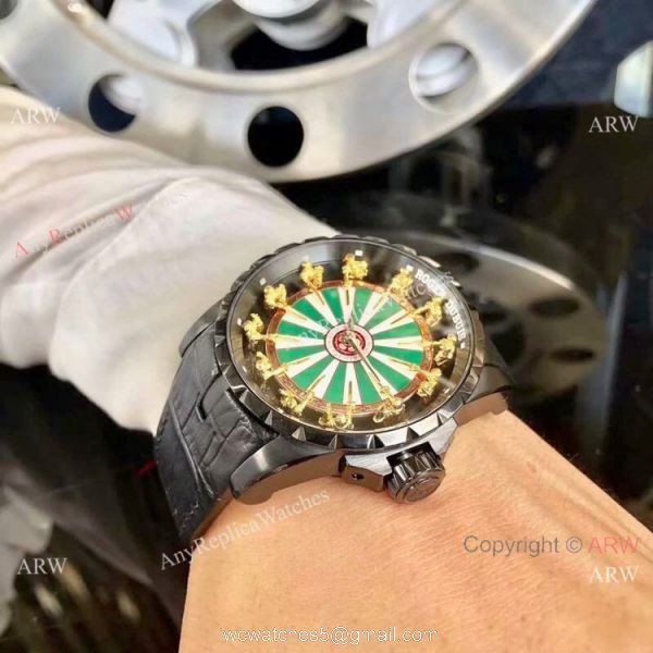 Roger Dubuis Excalibur Rddbex0495 Copy Watch Green White Face 6