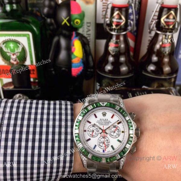 Fake Rolex with Diamond Bezel Stainless Steel Daytona Watch 6