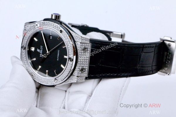 2019 Replica Hublot Classic Fusion Iced Out Diamond Watch 43mm 6