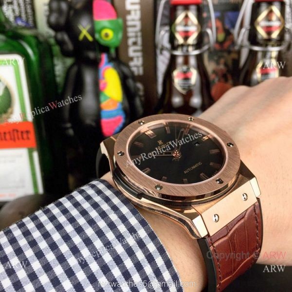 AAA Copy Hublot Classic Fusion 43mm Rose Gold Grey Face Watches 6