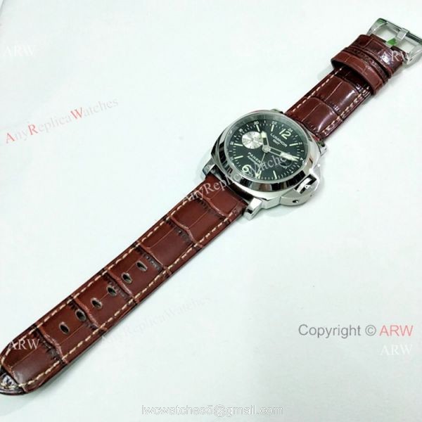 Fake Panerai Luminor GMT PAM00088 Watch Ss Brown Leather Band 6