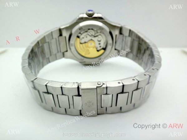 Swiss AAA Grade Patek Philippe Nautilus power reserve Watch SS Blue Face 6
