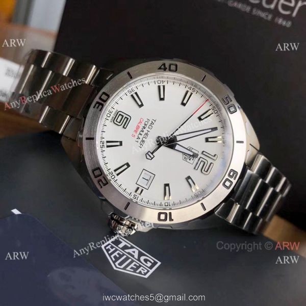 Swiss Replica Tag Heuer Formula 1 CALIBRE 5 White Dial Bracelet 2019 New 6