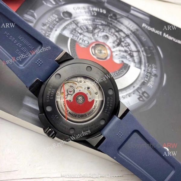 Highest Quality Fake Oris Aquis Swiss sw200 Watch Blue Rubber Strap 6