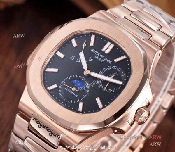 Patek Nautilus Rose Gold Power Reserve Men Watch Knock off Watches China 6