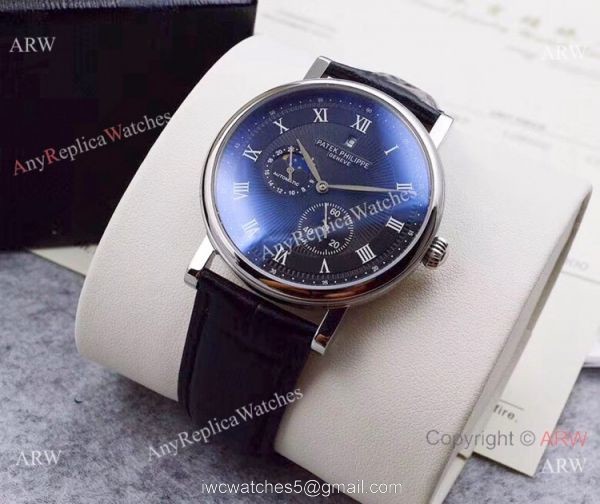 2019 Replica Patek Philippe Moon Phase SS Black Dial Watch 6