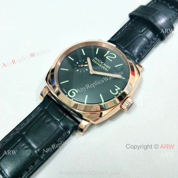 Fake Panerai Radiomir Rose Gold Black Dial 45mm Watch PAM00575 6