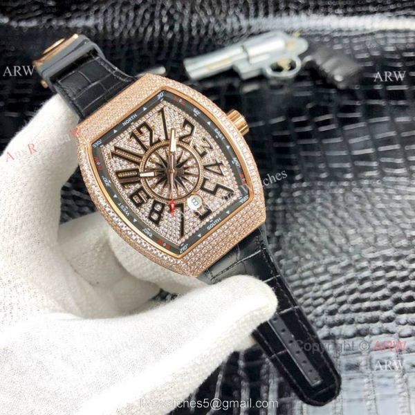 Franck Muller Vanguard Yachting V45 SC DT Men Watch Rose Gold Diamonds 6