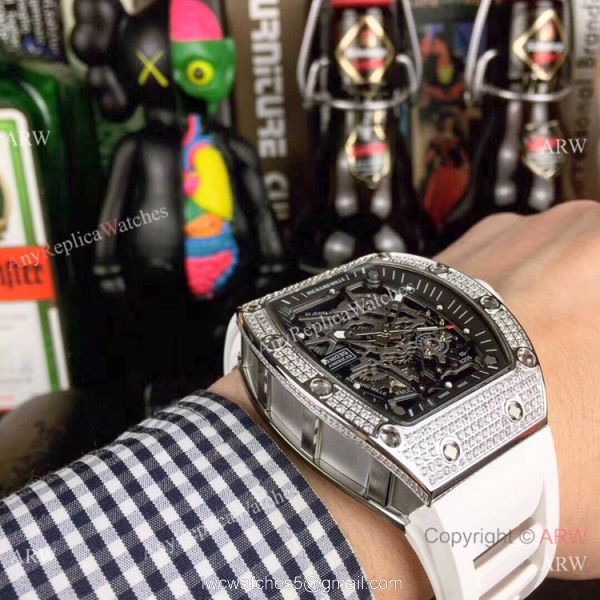 Swiss Replica Richard Mille RM035 Americas Diamond Red Rubber Watch 6