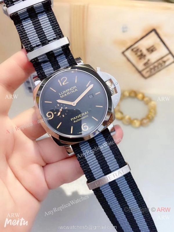 Best Replica Panerai Luminor Marina Black Dial Nato Strap Mens Watch 6