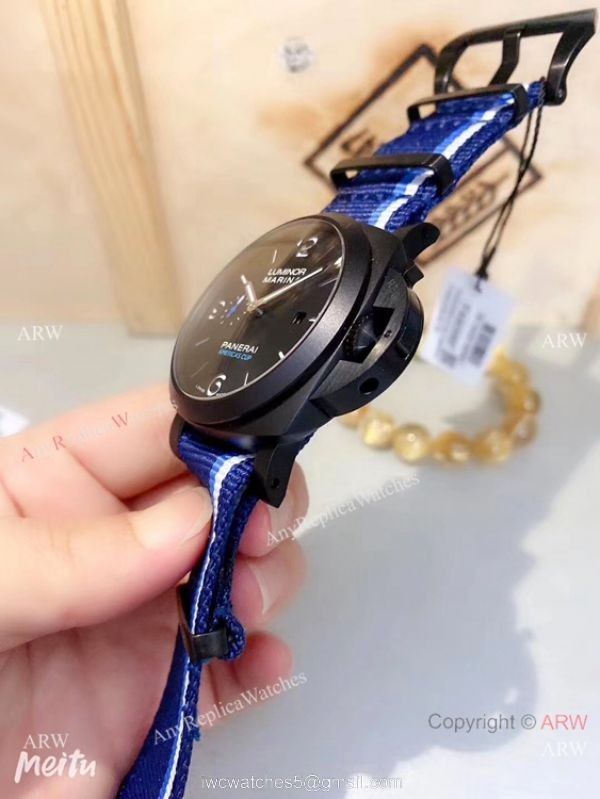 New Copy Panerai Luminor Marina Nato Strap Black Case Watches 6