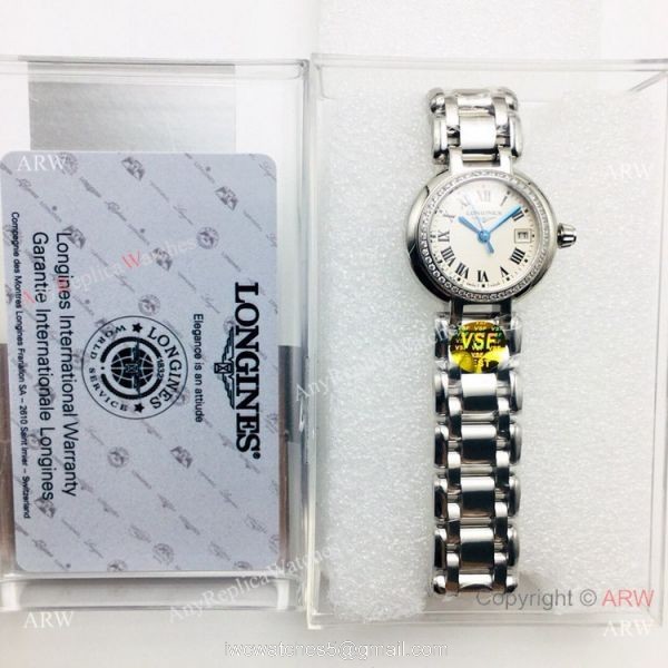 (VSF) Swiss Copy Longines PrimaLuna Stainless Steel Diamond Watch 6