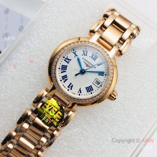 VSF Swiss Replica Longines PrimaLuna Lady Watch Rose Gold Diamond Bezel 6