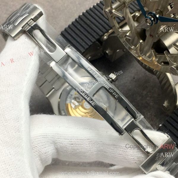 Swiss Copy Patek Philippe Nautilus White Dial Stainless Steel Watch GB Factory 6