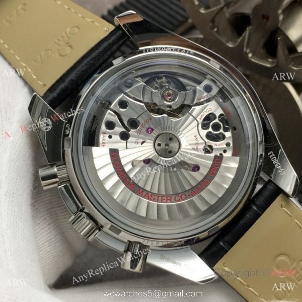(OM) Swiss Replica Omega Speedmaster Racing Master Chronomeyer Watch Black Leather Strap 6