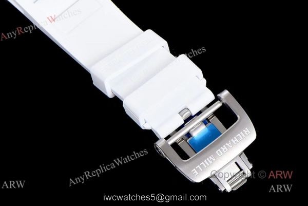KV Factory Richard Mille RM 011 White Rubber Band Replica Watches For Men 6