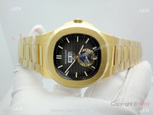 Copy Patek Philippe Nautilus Annual Calendar Moonphase Watch Yellow Gold 6