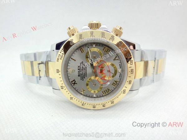 High Quality Copy Rolex Daytona Two Tone Gray Roman Watch 40mm 6