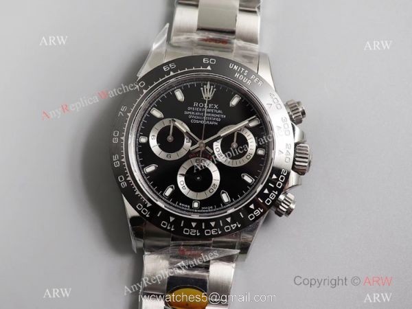 Noob V3 Rolex Daytona Stainless Steel Black Ceramic Watch AAA Replica 6