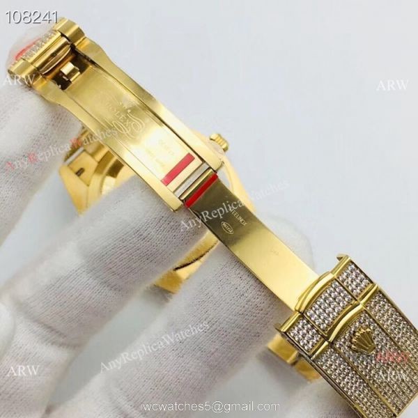 Swiss 2824 904L Rolex Datejust Iced Out Watch Fake Rolex with Diamond Bezel 6