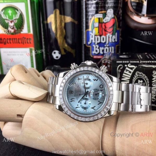 Rolex Daytona Ss Glacier Blue Watch Fake Rolex with Diamond Bezel 6