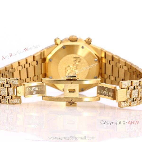 Audemars Piguet Royal Oak Full Iced Out Watch Replica Yellow Gold 41.5mm 6