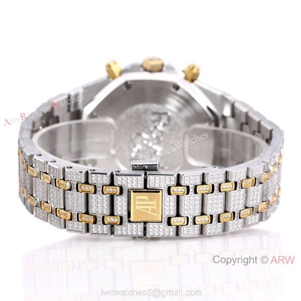 Best Replica Audemars Piguet Royal Oak Iced Out Watch Two Tone Diamond Dial 6