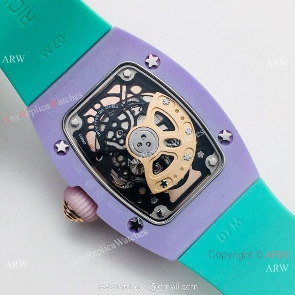 VS Factory Richard Mille AAA RM 07-03 Marshmallow BonBon Watch Green Rubber Strap 6