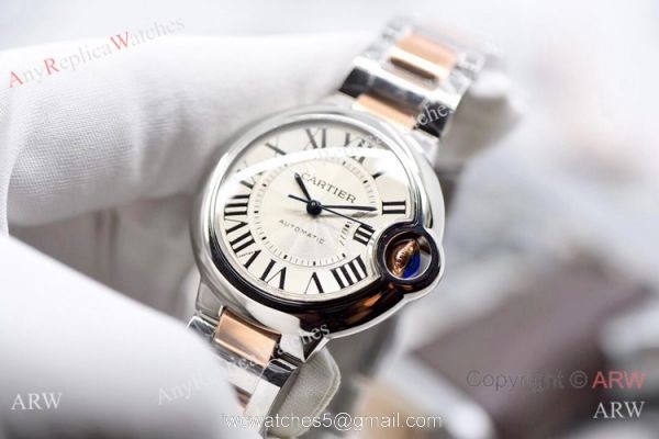 V6 Factory Swiss Cartier Ballon Bleu Two Tone Rose Gold Watch 33mm 6