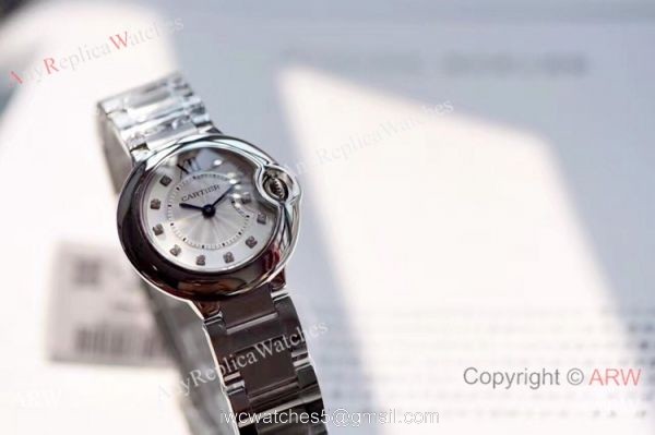 V6 Factory Swiss Cartier Ballon Bleu WE902073 Diamond Markers Watch 28mm 6