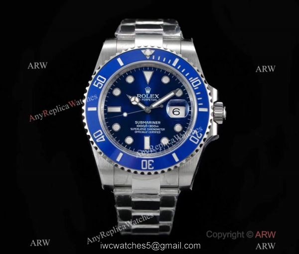 NOOB Factory V8 Version Swiss 3135 Rolex Submariner Smurf Blue Ceramic Replica Watch 6