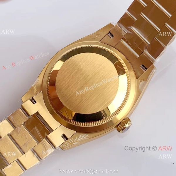 (EW Factory )Rolex Oyster Perpetual Day Date Fake Watch ETA3255 Gold President Brown Diamond Dial 6