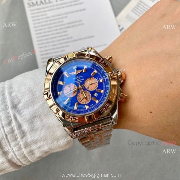 Two Tone Rose Gold Breitling Chronomat B01 Copy Watch 45mm 6
