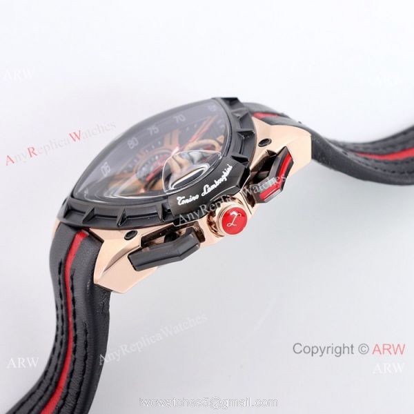 New Copy Lamborghini Spyder 9004 Chrono Watch Rose Gold Black Bezel 6