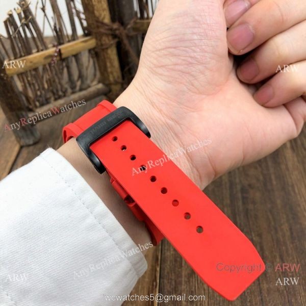 Swiss Grade 1 Richard Mille Rm055 Diamond Watch V2 version Red Rubber Strap 6