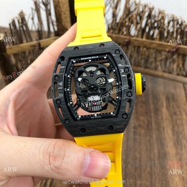 Best Quality Copy Richard Mille Rm052 CarbonWhite Watch New Skull Dial 6