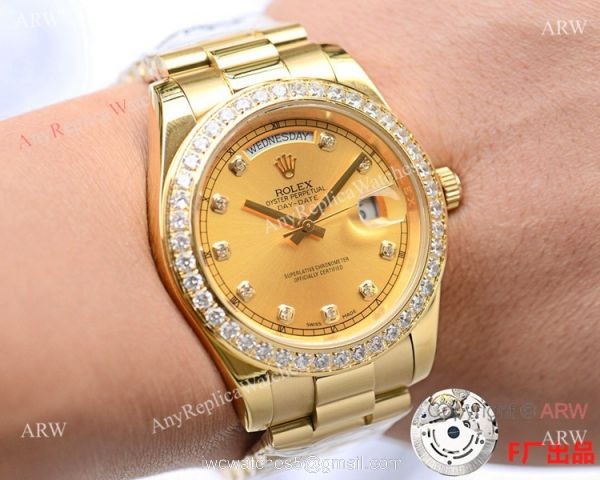 NEW UPGRADED Copy Rolex Day-date II All Gold Diamond Watch 41mm 6
