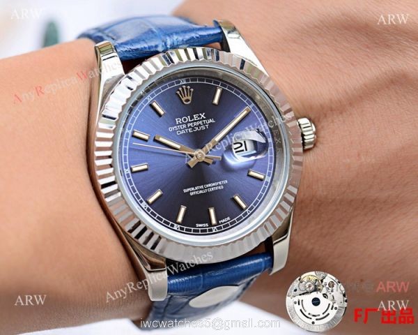 NEW UPGRADED Replica Rolex Datejust II Watch SS Blue Dial Blue Leather Strap 6