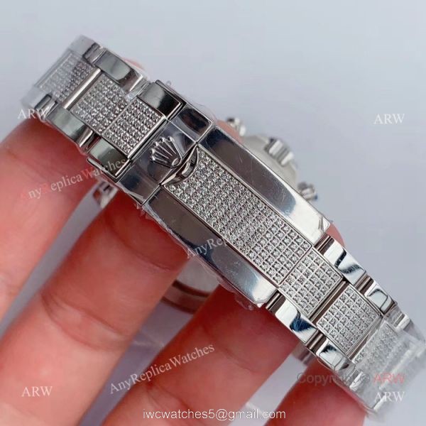 JH Factroy New Rolex Daytona Rainbow Full Pave Diamond Replica Watch Swiss 4130 Movement 6