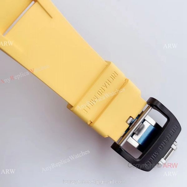 KV Factory New Replica Richard Mille RM035-02 Carbon Watch With Yellow Rubber Strap 6