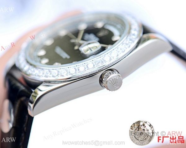 NEW UPGRADED Clone Rolex Day Date ii 41mm Watches Brown Leather Strap 6