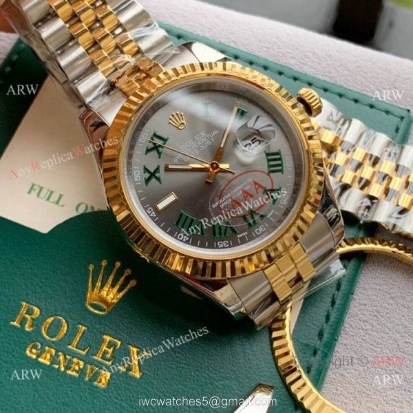 Upgraded Copy Rolex Jubilee Rose Gold Datejust II Watches Green Roman 40mm 6