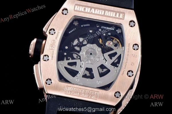Richard Mille RM011 Rose Gold Diamonds KV Factory Replica Chronograph Watch 6