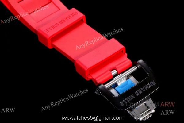 KV Factory Swiss Replica Richard Mille RM 011 Red Rubber Strap Carbon Watch 6