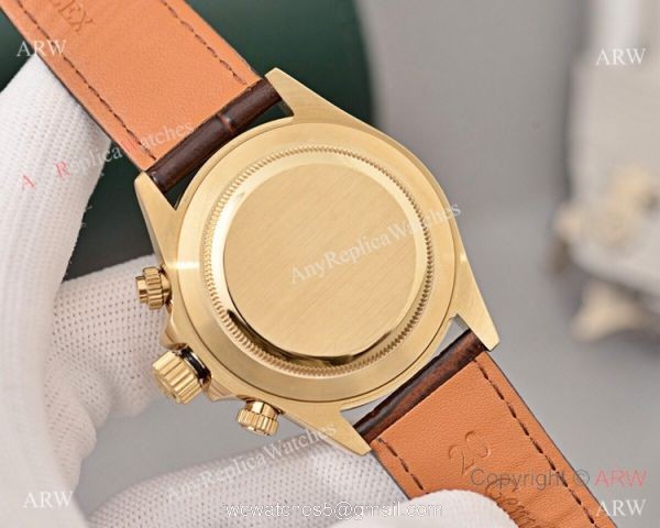 Best Replica Rolex Daytona watch Gold Dial with Diamond Leather Strap 6