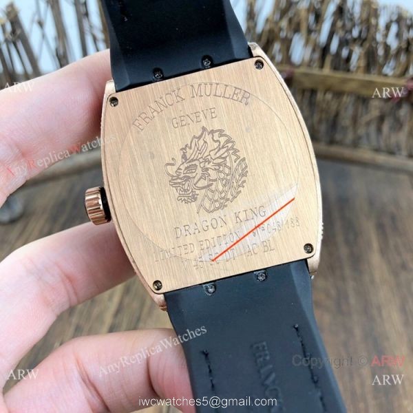 Copy Franck Muller Geneve Vanguard Diamond Watch Rose Gold Black Dial 6