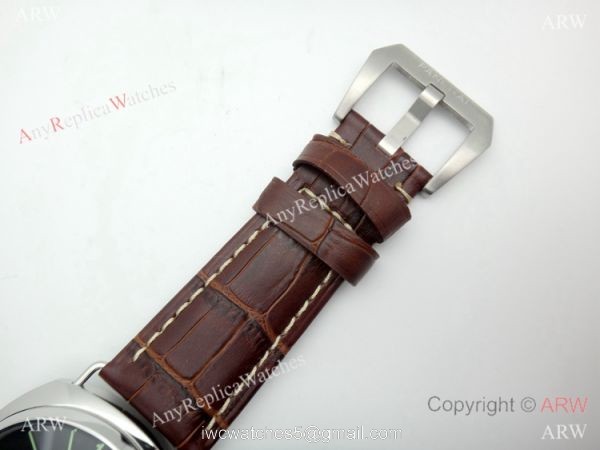 Panerai PAM183 Black Seal Watch SS Brown Leather Strap 6