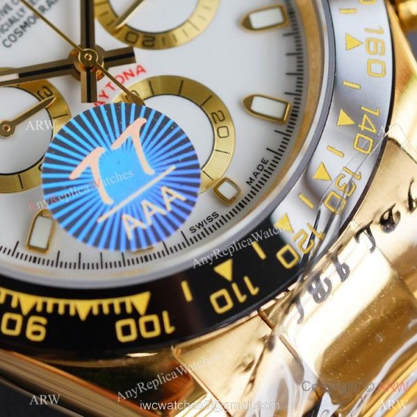 Swiss Quality Daytona Rolex Copy Watch Ceramic Bezel Yellow Gold 40mm 6