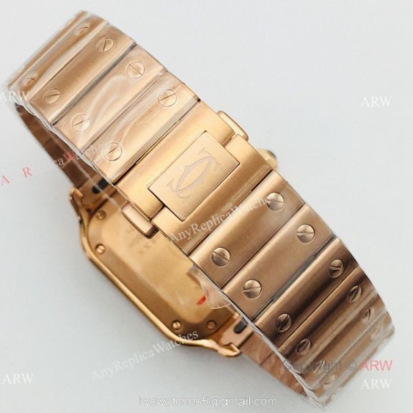 BV Factory 1:1 Cartier Santos De Cartier Watch Copy Rose Gold Diamond Ladies 6